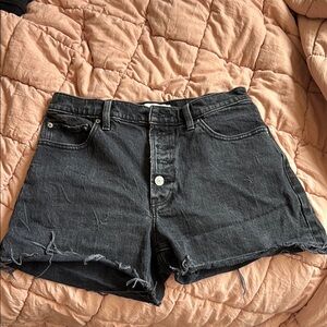 A+F Black High Rise 4” Denim Shorts